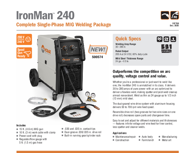 Hobart IronMan 240 MIG Welder Package with SpoolRunner 200 | Welders Helper