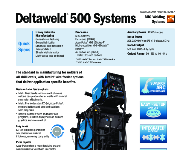 Miller Deltaweld 500 MIGRunner Package with Intellx Elite Feeder ...
