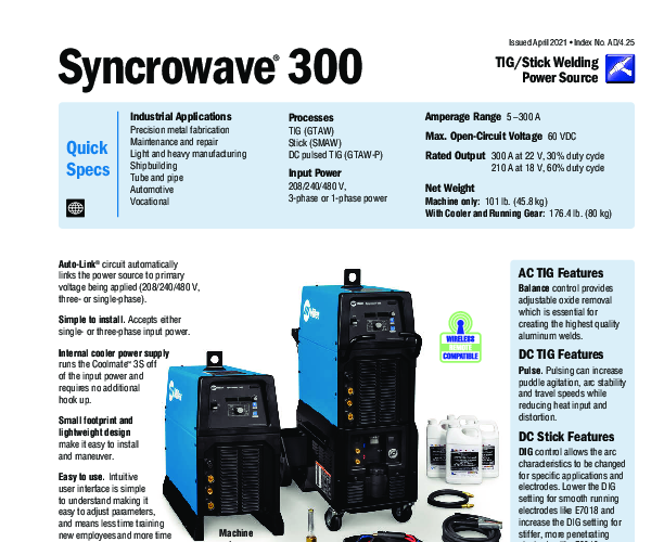 Miller Syncrowave 300 AC/DC TIG/Stick Inverter Power Source | Welders ...