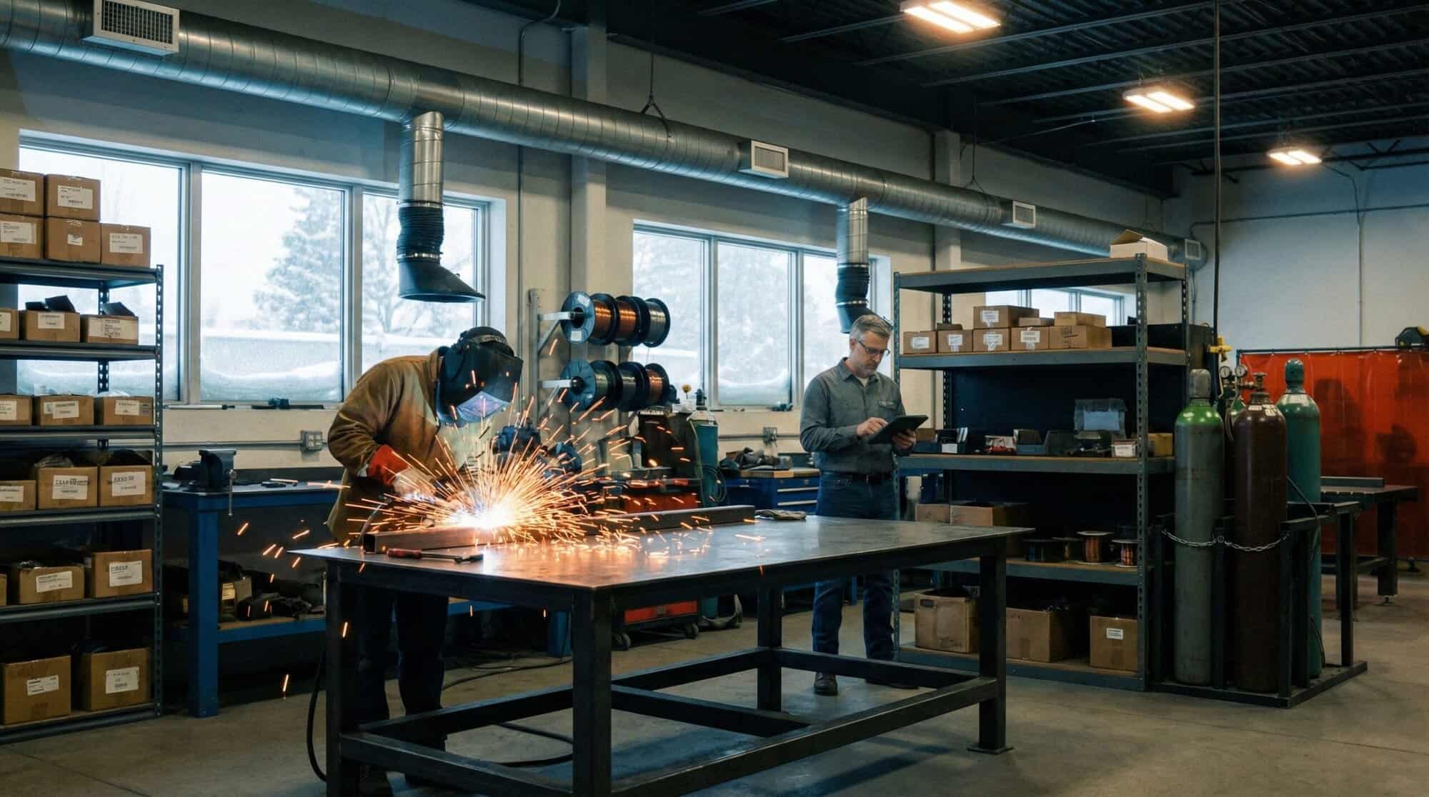 Winter inside of a welding shop is different.