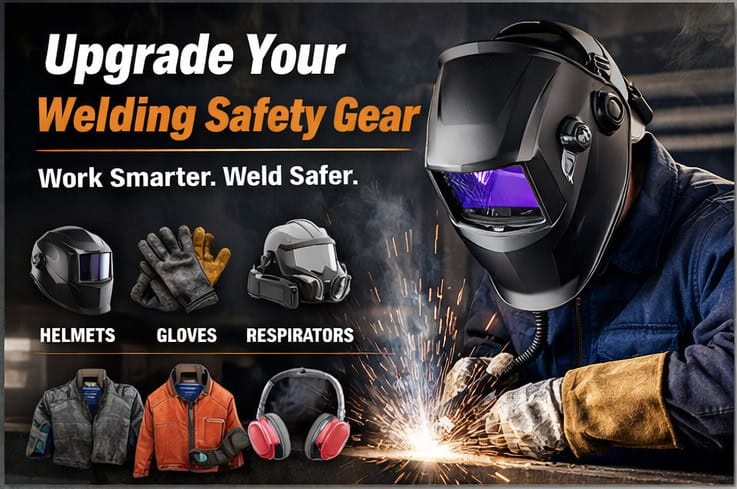 upgrade your welding safety gear. work smarter. weld safer. helmets / gloves / respirators