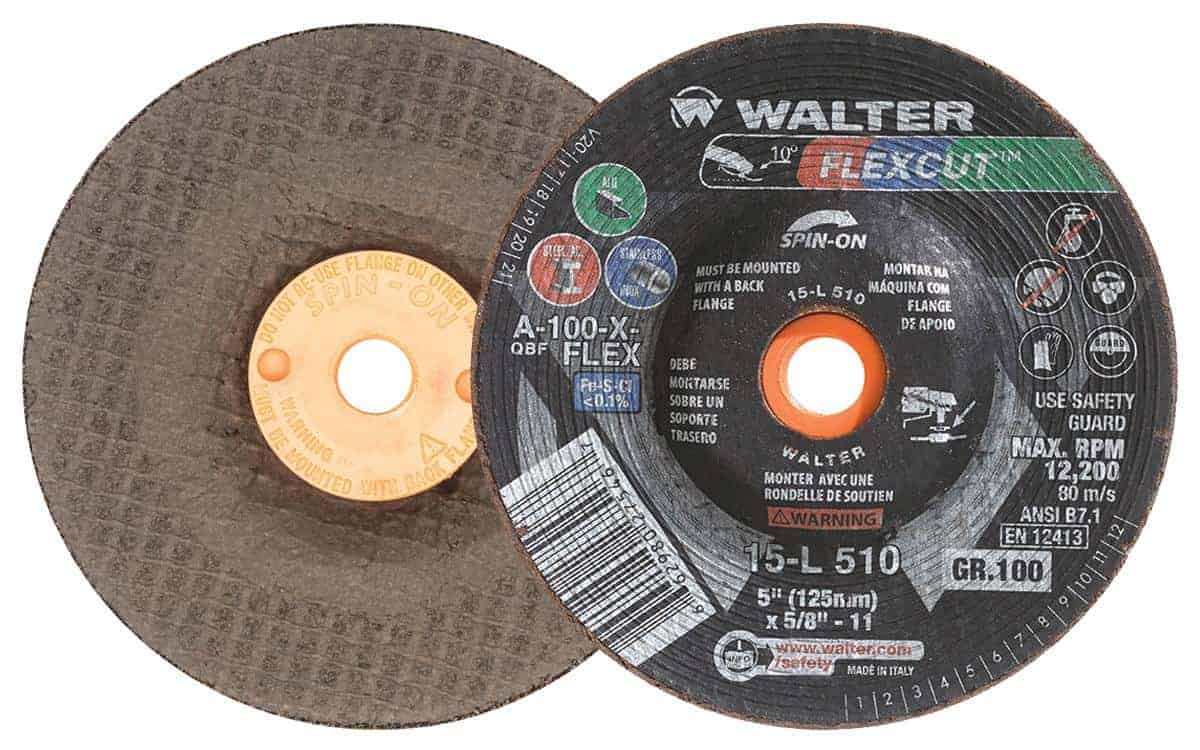 Walter FLEXCUT 5-Inch Flexible Grinding Wheel 100 Grit Spin-On