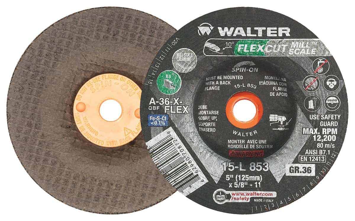Walter Flexcut Mill Scale 5-Inch Flexible Grinding Wheel Grit 36